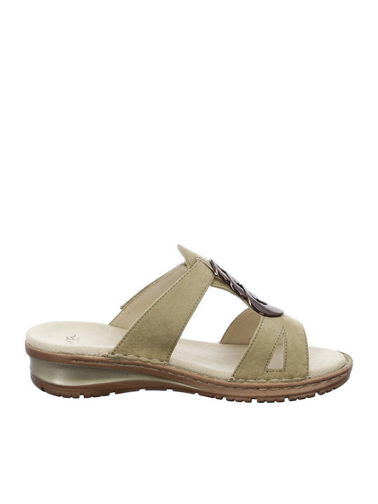 Anatomic Women's Leather Platform Wedge Sandals Beige