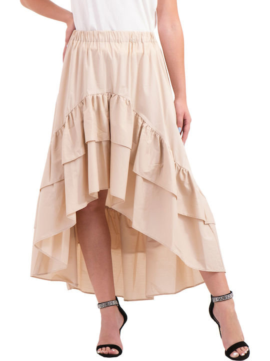 Silvian Heach High-waisted Midi Skirt Sand