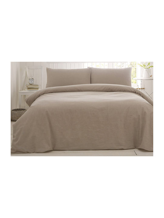 MayHome Duvet Cover Set Cotton King Size with 2 Pillowcases 260x240 Beige