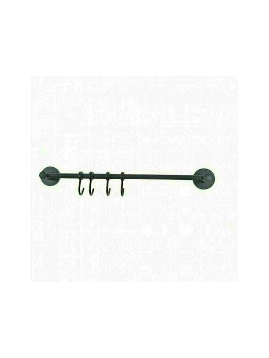 Spring Wall-Mounted Bathroom Hook with 4 Positions Black 86597