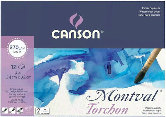 Canson Μπλοκ Ακουαρέλας Montval Torchon No3 25x35cm 12 Φύλλα