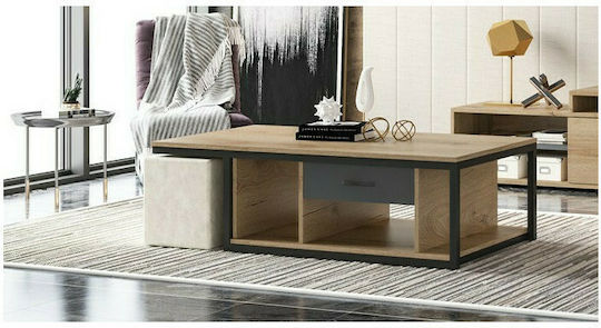 Rechteckiges Zentral Kaffeetisch N18 Holz mit Schubladen Beige / Anthrazit M119xB66,5xH38cm