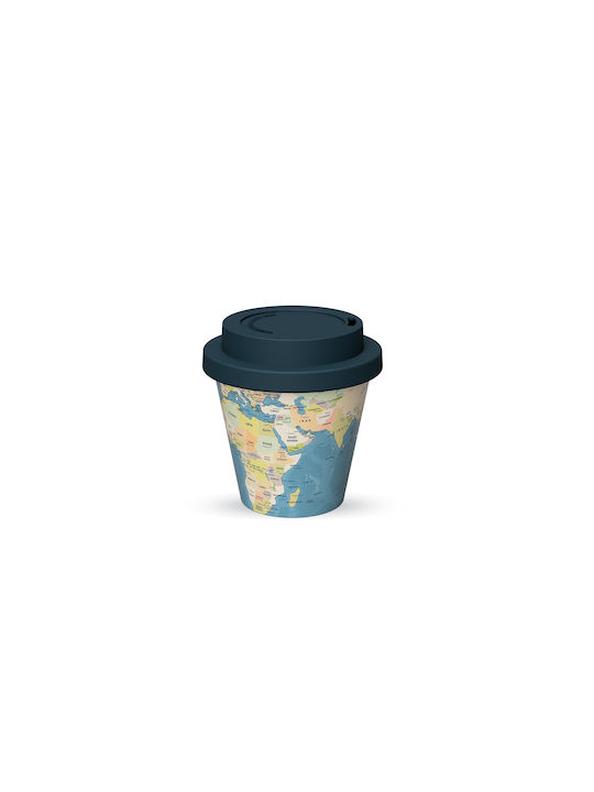 Total Gift Map Bamboo Cup with Lid Blue 90ml