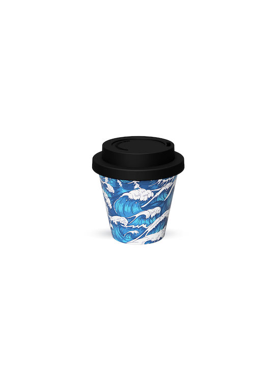 Total Gift Wave Tasse Bamboo mit Deckel Blau 90ml 1Stück