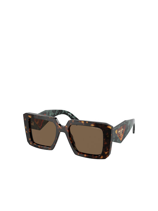 Prada Women's Sunglasses with Brown Tartaruga Plastic Frame and Brown Lens SPR 23Y 2AU/06B