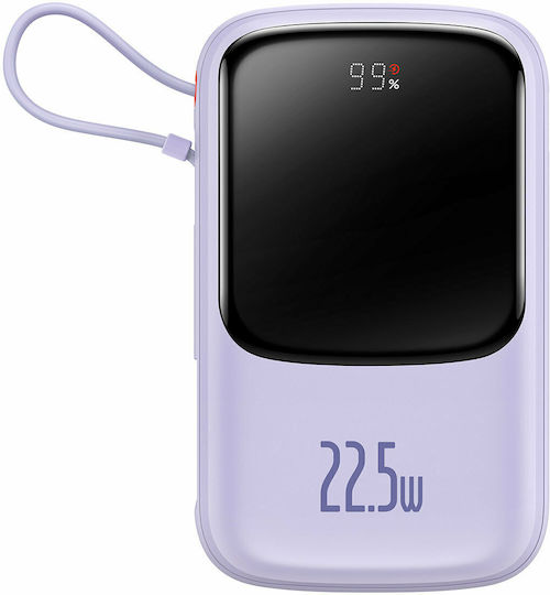 Baseus QPOW Pro Power Bank 10000mAh 22.5W με Θύρα USB-A και Θύρα USB-C Power Delivery / Quick Charge 3.0 Μωβ