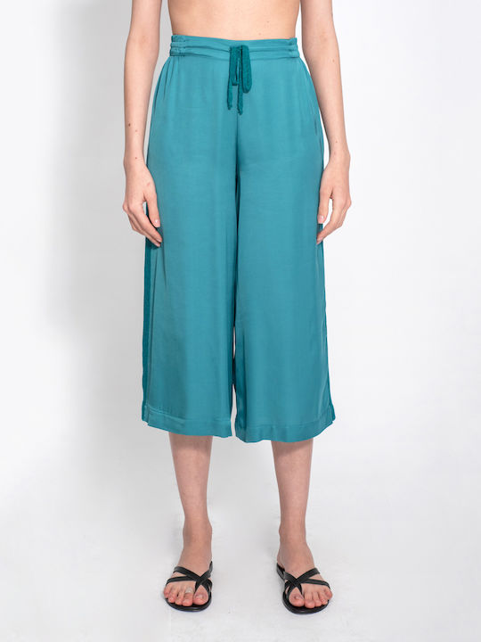 Damen Stoff Hose mit Gummizug Türkis