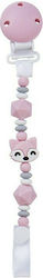 Saro Clip Pacifier Foxy with Beads & Animals made of Silicone Pink