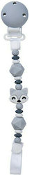 Saro Clip Pacifier Foxy with Beads & Animals made of Silicone Grey