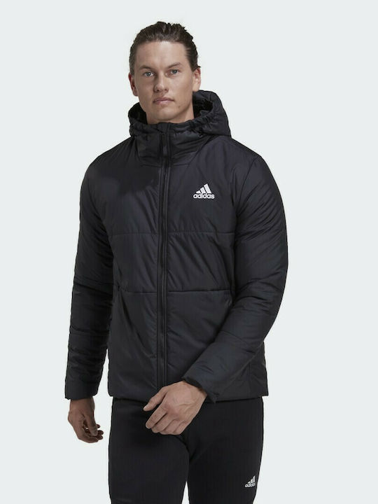 Adidas BSC 3-Stripes Ανδρικό Χειμωνιάτικο Μπουφάν Puffer Μαύρο