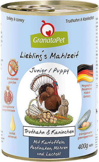 Granata Pet Foods Υγρή Τροφή για Κουτάβια σε Κονσέρβα με Γαλοπούλα και Κουνέλι 400gr