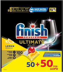 Finish Powerball Ultimate All in One 2x50 Dishwasher Pods Λεμόνι 3238362