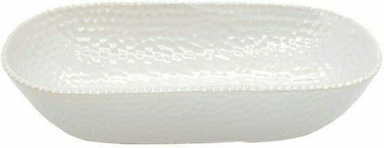 Art et Lumiere Dekorative Platte Oval Keramik Weiß 1Stück 37.5x16.5x7cm