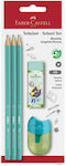 Faber-Castell Pencil HB Set with Scraper and Eraser Light Blue 5pcs