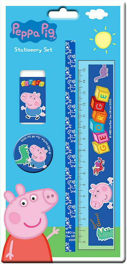 Peppa Pig Παιδικό Σετ Γραφικής Ύλης με Μολύβι, Ξύστρα, Γόμα και Χάρακα 4τμχ