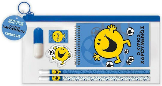 CHartini Poli Mr. Happy Kids Stationery Set with Pencil, Sharpener, Eraser, Notepad and Pencil Case