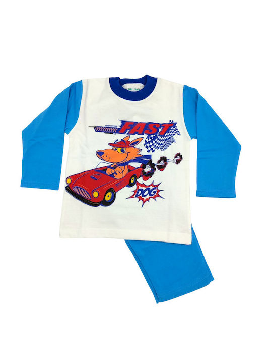 Baby Train Pyjama Schnell Weiß Hellblau