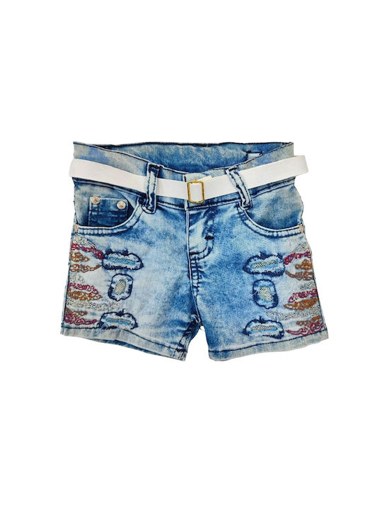 High Street Denim Shorts mit Gürtel Blau