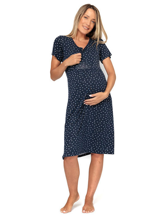 Νυχτικό εγκυμοσύνης και θηλασμού με αστεράκια (28068-1) - Μπλέ