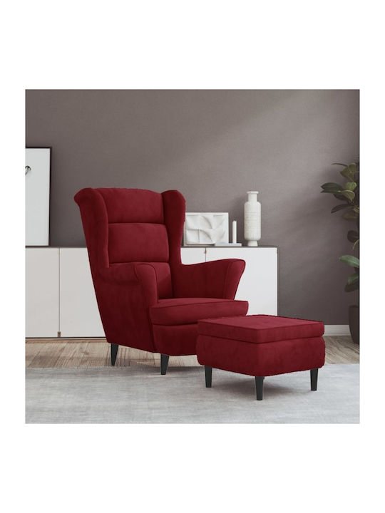 Bergère cu Puf Catifelat Burgundy 81x90x96.5cm
