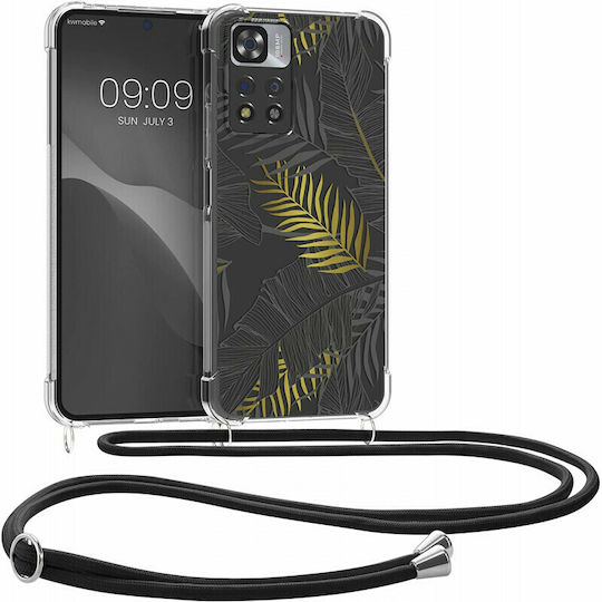 KWmobile Задна корица Силикон с Каишка Palm Leaves - Yellow / Grey / Transparent (Redmi Note 11 Pro+ 5G)