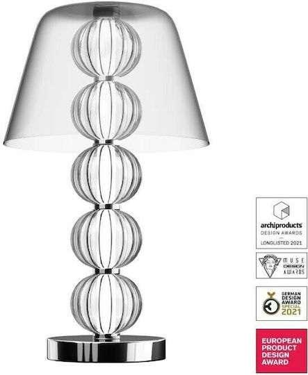 Maytoni Amulet Glass Table Lamp LED with Transparent Shade and Silver Base