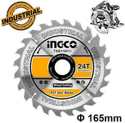 Ingco TSB116511 Disc de tăiere Lemn 165mm cu 24 dinți 1buc