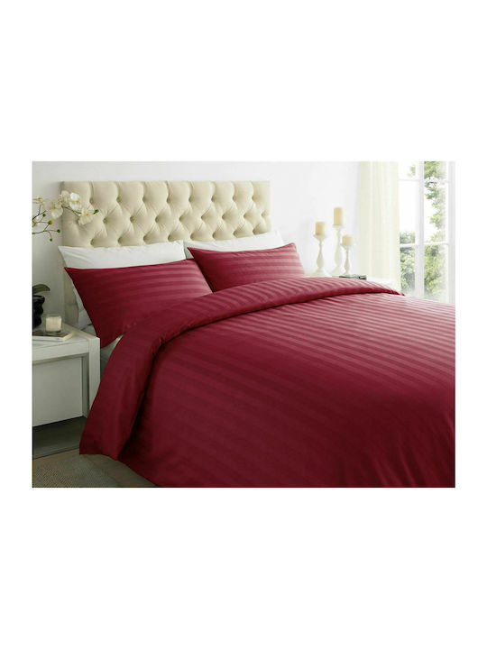 MayHome Duvet Cover Set Cotton Satin King Size with 2 Pillowcases 260x240 Burgundy