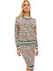 Maglia Bluze Damă Pulover Mânecă Lungă Animal Print Multicolor