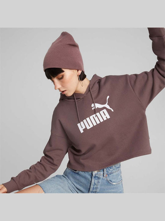 PUMA Logo Cropped Γυναικείο Φούτερ με Κουκούλα ...