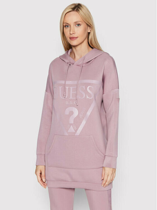 Guess Alisa Long Women's Sweatshirt Hooded Purple