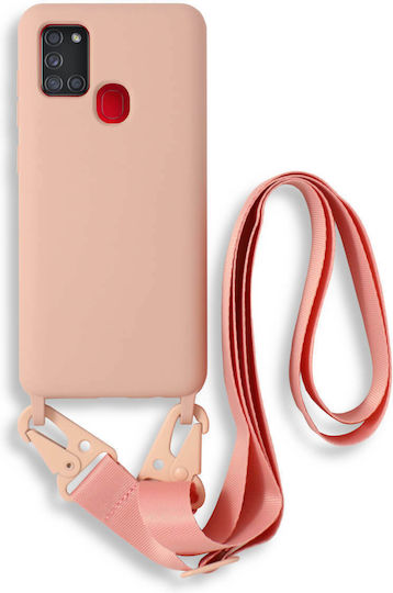 Bodycell Umschlag Rückseite Silikon mit Band Rosa (Galaxy A31)