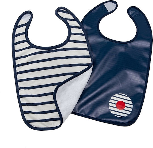 Baby to Love Σαλιάρα Υφασμάτινη με Αυτοκόλλητο Stripes Blue 2τμχ