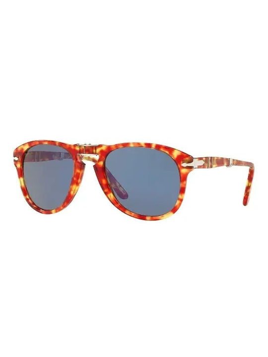 Persol Men's Sunglasses with Red Tartaruga Plastic Frame and Blue Lens PO0714 106056