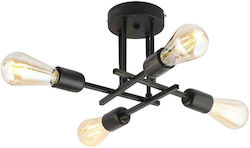 ArteLibre Gla Μοντέρνο Κρεμαστό Φωτιστικό Πολύφωτο για 4 Λαμπτήρες E27 σε Μαύρο Χρώμα
