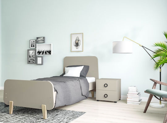 Set de Dormitor pentru Copii Vario Gri Stejar 2buc cu Pat pentru Saltea 90x200buc