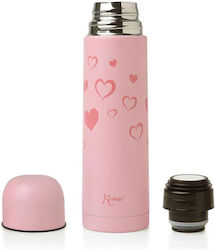 Kiokids Βρεφικό Θερμός Υγρών Ανοξείδωτο Pink Heart 500ml