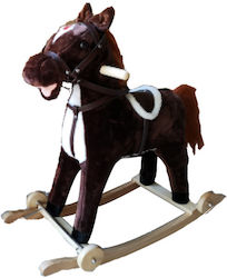 Perfectoys Fabric Rocking Toy Horse with Wheels Brown