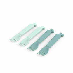 Done by Deer Baby Set with Fork Made of Plastic for 0+ Months Blue 4 Pieces