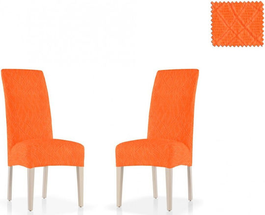 Mc Decor Waves Elastische Abdeckung für Stuhl Orange with Back 40εκ. 2Stück MCL.EL.WAVES.KP-PORTOKALI