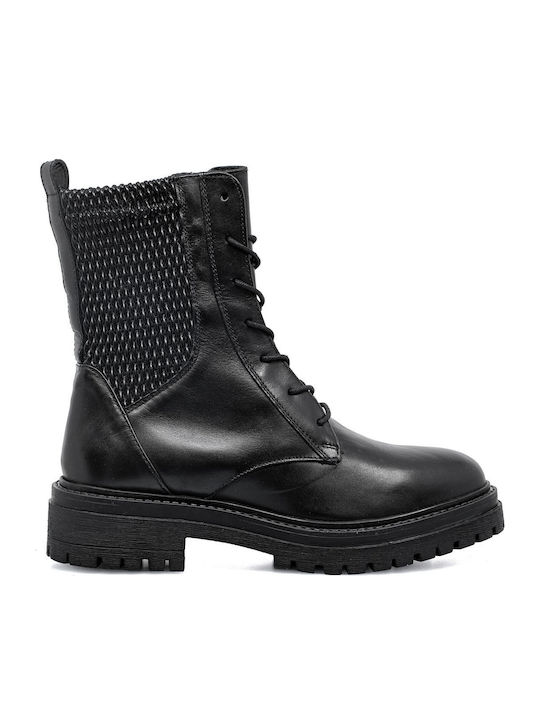 D Iridea Leather Women's Ankle Boots Black