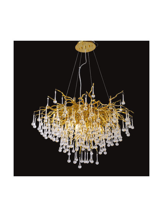 Elmark Carlos Chandelier with Crystals 10xG9 Gold 80cm 955CARLOS10