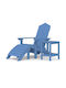 Deckchair Plastic Adirondack Blue with Table 2pcs 73x83x92cm.