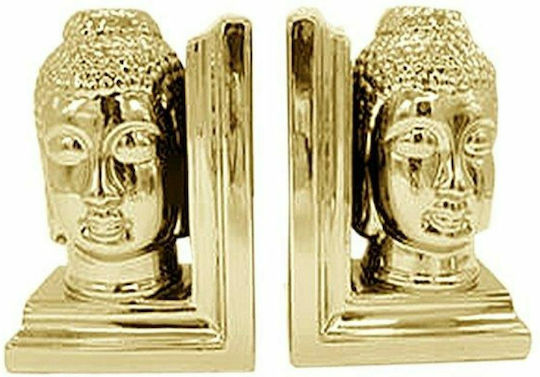 Ceramic Book End Holder in Gold Colour 14.5x10x19cm 2 Pieces