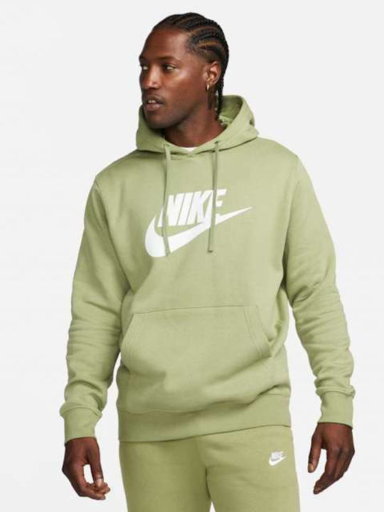 Nike Club Φούτερ με Κουκούλα Dark Green