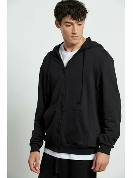 BodyTalk Men's Sweatshirt Jacket with Hood and Pockets Black