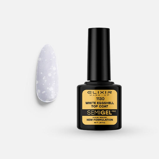 Elixir Semigel 1130 White Eggshell Top Coat for Semi-Permanent Nail Polish 7ml