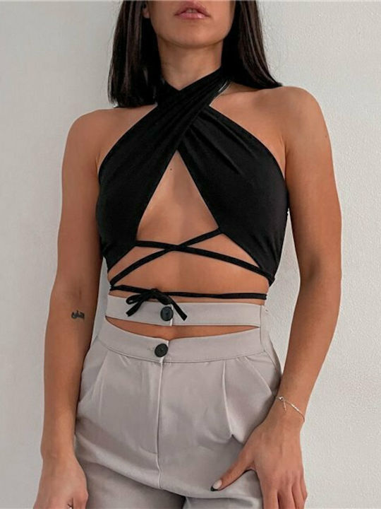 Women's Summer Crop Top Sleeveless Black