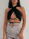 Women's Summer Crop Top Sleeveless Black