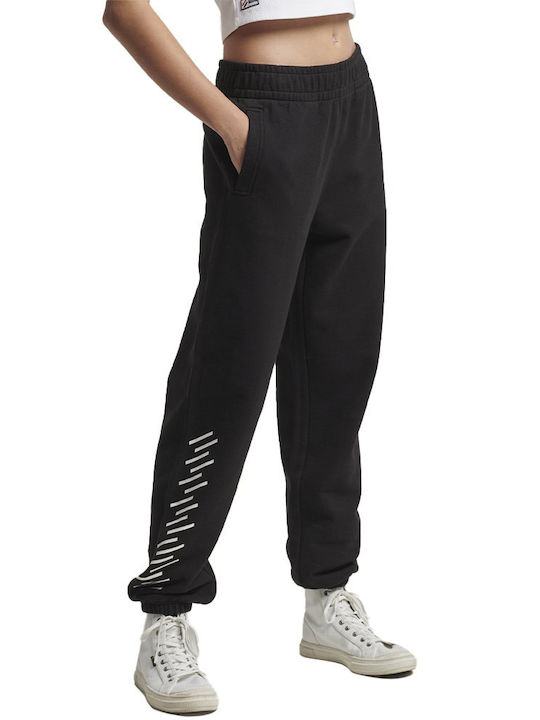 Superdry Code Core Talie înaltă Pantaloni de trening pentru femei cu cauciuc Negru